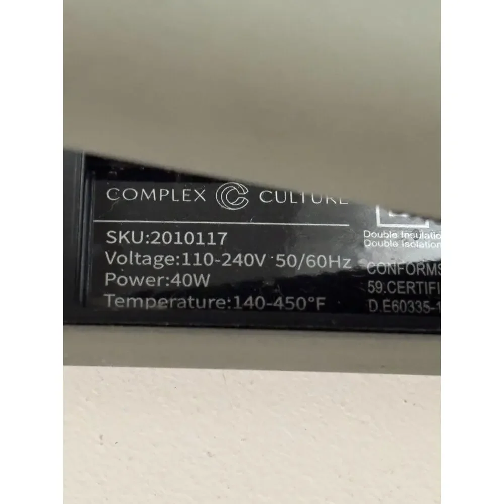 Complex Culture Titanium Styling Flat Iron Straightener. No Box. Tested & Works!